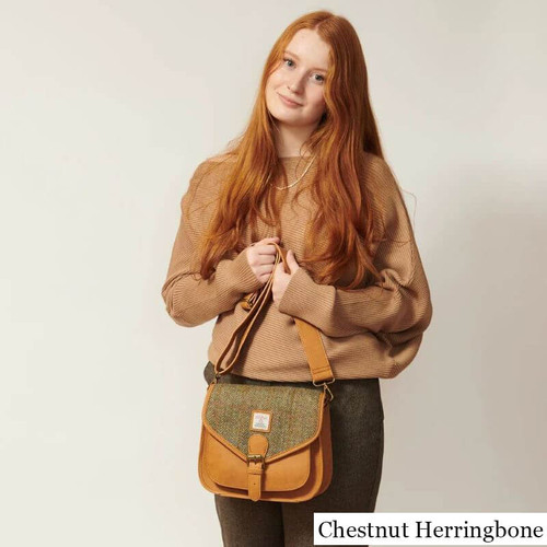 ISL-8320CHEHBL00 Handwoven Islander Harris Tweed Saddle Bag Lifestyle Scottishwebstore.com
