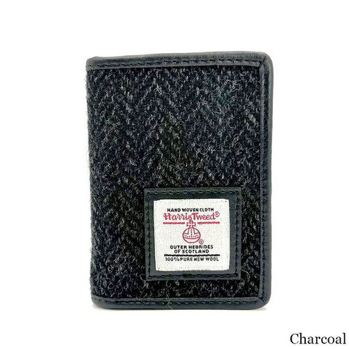 MCS-CB3049-L006J-CHARCOAL Colour Handwoven Harris Tweed Credit Card Holder Scottishwebstore.com