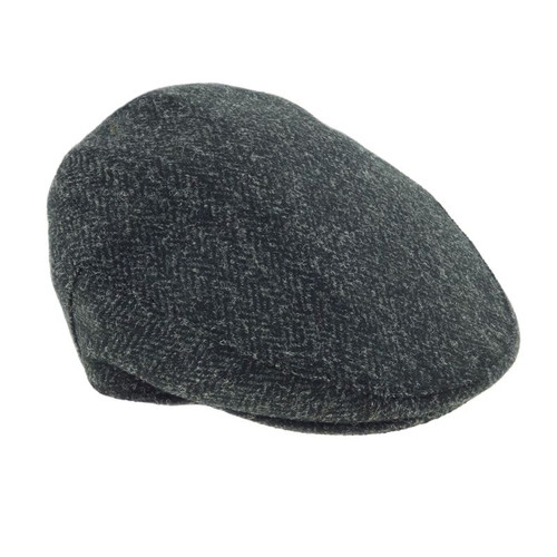 GA-GH0353-CHARC Harris Tweed Herrigbone Flat Cap – Charcoal Scottishwebstore.com