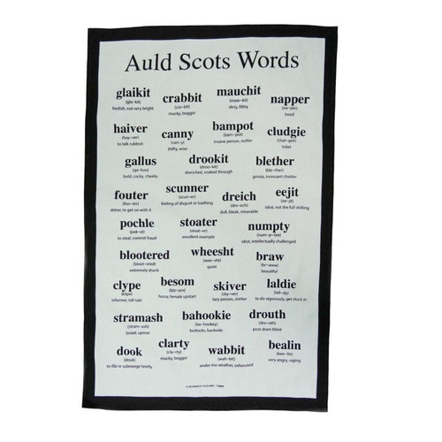 GA-TT0804 Cotton Auld Scots Words Tea Towel Scottishwebstore.com