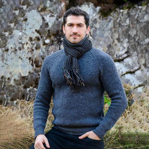 Soft And Warm Wool Islander Scarf For Men In Brown Online On Scottishwebstore.com