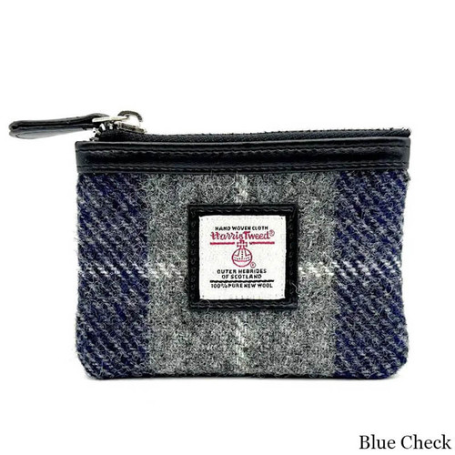 MCS-CB3026-TRT020-BLUE CHECK Colour Handcrafted Harris Tweed Coin Purse Scottishwebstore.com