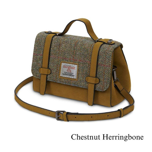 Islander Harris Tweed Satchel Bag Chestnut Herringbone Scottishwebstore.com