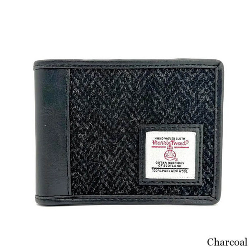 MCS-CB2990-L006J-CHARCOAL Colour Men's Harris Tweed Bifold Wallet Scottishwebstore.com