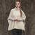 A453 162 Natural White Irish Merino Wool Patchwork Aran Cowl Cape Lifestyle Front View ExclusivelyIrish.com A453 162 Natural White Irish Merino Wool Patchwork Aran Cowl Cape Lifestyle Front View ExclusivelyIrish.com