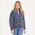 A570 206 Denim Blue Merino Wool Aran Lumber Jacket Lifestyle Front View ExclusivelyIrish.com