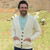 A758 162 Natural White Men's Merino Wool Irish V-Neck Knit Cardigan Lifestyle Front View ExclusivelyIrish.com