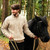 A825 033 Wicker Mens Traditional Irish Aran Sweater Lifestyle Front View ExclusivelyIrish.com