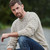A825 033 Wicker Mens Traditional Irish Aran Sweater Lifestyle Front View ExclusivelyIrish.com