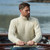B559 162 Natural White Men's Sweater with Button Collar Lifestyle Front View ExclusivelyIrish.com
