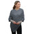 B676 385 ocean Gray SuperSoft Merino Knit Triangular Poncho Studio Front View ExclusivelyIrish.com