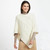 B676 367 Natural White SuperSoft Merino Knit Triangular Poncho Lifestyle Front View ExclusivelyIrish.com