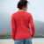 B951 660 Raspberry Ladies Irish Multi Cabled Raglan Super Soft Merino Wool Sweater Lifestyle Back View ExclusivelyIrish.com B951 660 Raspberry Ladies Irish Multi Cabled Raglan Super Soft Merino Wool Sweater Lifestyle Back View ExclusivelyIrish.com