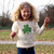 T7468 Cream Knit Emerald Shamrock Kids Jumper Lifestyle Front View ExclusivelyIrish.com