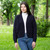 AWL117 304 Navy Blue Saol Ladies Cable Cardigan Wrap Lifestyle Front View ExclusivelyIrish.com AWL117 304 Navy Blue Saol Ladies Cable Cardigan Wrap Lifestyle Front View ExclusivelyIrish.com