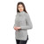 AWL118 303 Grey Ladies Turtleneck Ribbed Cable Knit Sweater Studio Side View ExclusivelyIrish.com