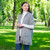 ML104 103 Grey Ladies Merino Wool Pocket Shawl Lifestyle Front View ExclusivelyIrish.com