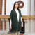ML104 101 Army Green Ladies Merino Wool Pocket Shawl Lifestyle Front View ExclusivelyIrish.com