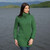 ML114 105 Green Soft Touch Ladies Aran Zip Cardigan Lifestyle Front View ExclusivelyIrish.com
