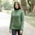 ML117 105 Green Fisherman Wool Funnel Neck Sweater Lifestyle Front View ExclusivelyIrish.com