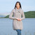 ML120 103 Grey Classic Cable Coat Lifestyle Front View ExclusivelyIrish.com