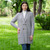 ML131 103 Grey Ladies Double Breasted Shawl Collar Coat Lifestyle Front View ExclusivelyIrish.com