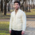 MM205 100 Natural White Mens Zipper Cardigan Lifestyle Front View ExclusivelyIrish.com