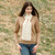 SA196 162 Natural White Aran Loop Scarf Lifestyle Front View ExclusivelyIrish.com