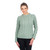 Ladies Irish Multi Cabled Raglan Super Soft Merino Wool Sweater Sea Foam Green Front View ExclusivelyIrish.com