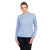 Ladies Irish Multi Cabled Raglan Super Soft Merino Wool Sweater Blue Sailing Front View ExclusivelyIrish.com
