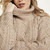 A191077 MISTY BEIGE Colour Aran Sweater For Women 100 Merino Wool Closeup View ShopAran.com
