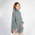 ML132 113 MISTY BLUE Colour Cable Stitch Poncho Side View ShopAran.com