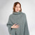 ML132 113 MISTY BLUE Colour Cable Stitch Poncho Closeup View Details ShopAran.com