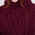 ML132 112 VELVET RED Colour Knitted Aran Poncho Merino Cable Detail Closeup View ShopAran.com