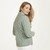 B940 373 SEAFOAM GREEN Colour Ladies Buttoned Cable Cardigan Back View ShopAran.com