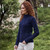 ML905 104 NAVY Colour Breathable Merino Wool Aran Sweater with Funnel Neck ShopAran.com