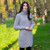 ML106 103 GREY Colour Ladies Merino Wool Double Collar Aran Coat ShopAran.com