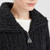 ML106 101 CHARCOAL Colour Aran Knit Coat with Honeycomb Moss Stitches Closeup Zipper View ShopAran.com
