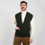 MM207 102 ARMY GREEN Colour Men Irish Knit Cardigan Vest ShopAran.com