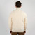 MM201 100 NATURAL WHITE Colour Men’s Merino Aran Button Cardigan Back Side View ShopAran.com