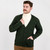 MM201 102 ARMY GREEN Colour Irish Merino Wool V Neck Cardigan  Men’s with Pockets ShopAran.com