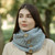 ML303 103 GREY Colour Merino Wool Snood Scarf With Buttons ShopAran.com