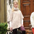A453 077 MISTY BEIGE Colour Ladies Irish Aran Patchwork Poncho ShopAran.com