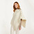 B819 367 NATURAL WHITE Colour Ladies Aran Poncho With Side Buttons ShopAran.com