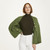 BUY ONLINE B819 430 MEADOW GREEN Colour Irish Women Knitted Aran Poncho Side Button Closure ON ShopAran.com