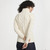 B841 367 NATURAL WHITE Colour Irish Cable Knit Zip Cardigan with High Collar Back Side View ShopAran.com