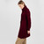 ML126 108 WINE RED Colour A Line Aran Jacket Merino Wool Celtic Buttons Side View ShopAran.com
