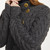 B840 572 SLATE GREY Colour Merino Wool Aran Cardigan with Shoulder Detailing Closeup View ShopAran.com