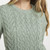 B689373 SEAFOAM GREEN Colour Supersoft Merino Wool Aran Sweater with Elegant Ribbed Details ShopAran.com