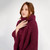 ML133 112 VELVET RED Colour Aran Knit Poncho Flattering Fit Cowl Collar ShopAran.com